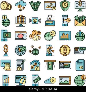 Internet banking icons vector flat Stock Vector