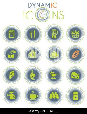 food and kitchen dynamic icons Stock Vector
