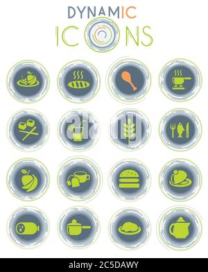 food and kitchen dynamic icons Stock Vector