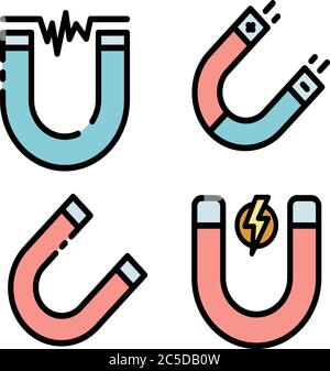 Magnet icons vector flat Stock Vector