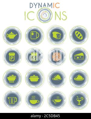 food and kitchen dynamic icons Stock Vector