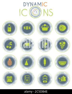 food and kitchen dynamic icons Stock Vector