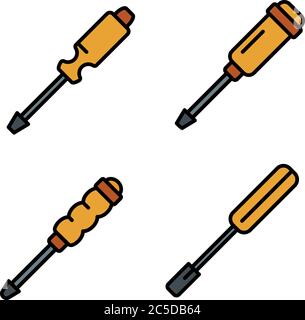 Screwdriver icons vector flat Stock Vector