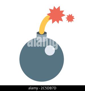 Icon of Bomb with sparkles. Flat style Stock Vector