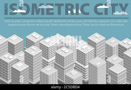Suburban city buildings isometric set of colourful isolated platforms ...