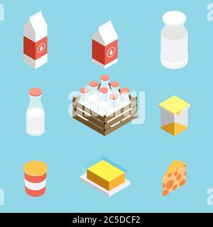 Isometric vector milk icon Stock Vector