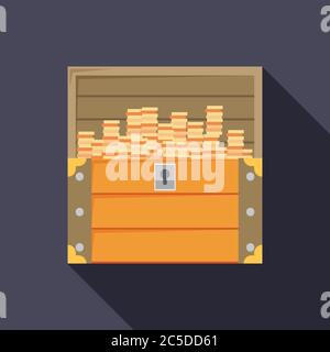 open treasure chest isolated flat design Stock Vector