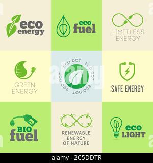 Eco or green energy concept vector icon set Stock Vector