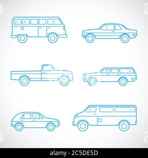 Line Style Vector Cars Set Stock Vector