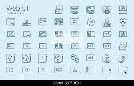 Web UI outline iconset. Was created with grids for pixel perfect. Stock Vector