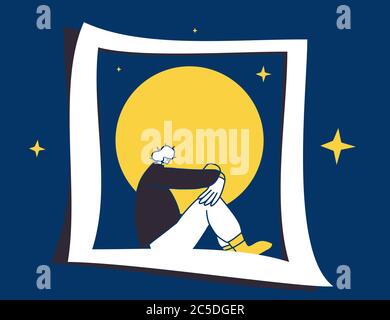 Psychology, solitude, fear and mental health problems concept. Mood  changes. PMS symptoms anxiety or panic attack. Vector illustration.  16929682 Vector Art at Vecteezy
