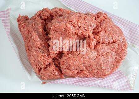 raw ground beef on a white background Stock Photo