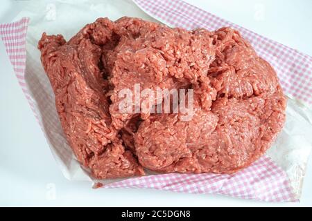 raw ground beef on a white background Stock Photo