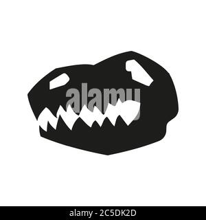 Dinosaur head skull icon, archeology and paleontology symbol. Dinosaurs were the dominant terrestrial vertebrates of the Mesozoic, especially in the Stock Vector