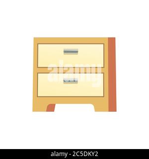 Wooden nightstand bedside on white background. Stock Illustration. Stock Vector