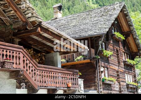 Canza village, Formazza Valley, Ossola Valley, VCO, Piedmont, Italy Stock Photo