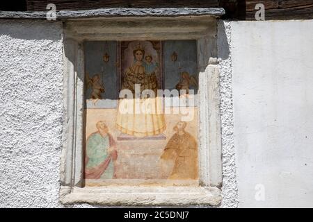 A religius paint at Canza village, Formazza Valley, Ossola Valley, VCO, Piedmont, Italy Stock Photo