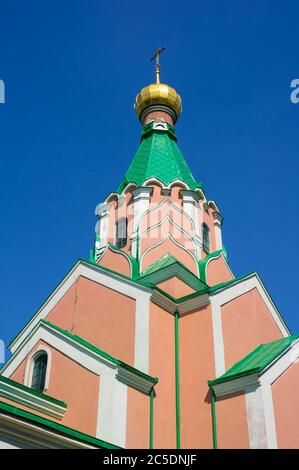 Church of Saint Gorazd, Olomouc, Czech Republic / Czechia, Central Europe - tower of orthodox church. Is is made in neo-byzantine russian style Stock Photo