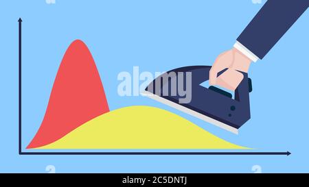 Flatten the Curve of Coronavirus COVID-19 Spreading, Slow or Control Virus Infections, Government with Iron Flattening The Curve of COVID-19 Infected Stock Vector
