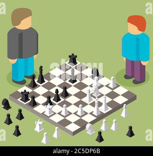 chess isometric. game isometric series Stock Vector