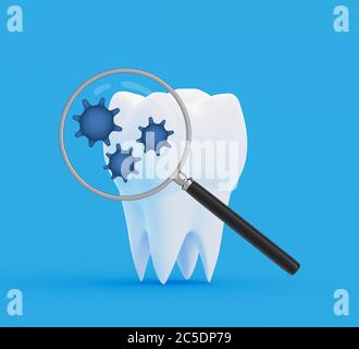 Tooth bacteria under a magnifying glass. Research and diagnosis of ...