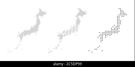 Abstract Japan Map with dot Pixel Spot Modern Concept Design Isolated on White background Vector illustration. Stock Vector