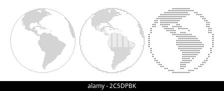 Abstract Globe of World or Earth Map with 3 Sizes of Dot Pixel Spot Modern Concept Design Isolated on White background Vector illustration. Stock Vector