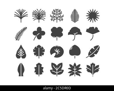 Leaf Solid Glyph Icon Set Spring Concept Minimal Style Illustration Vector EPS 10. Stock Vector