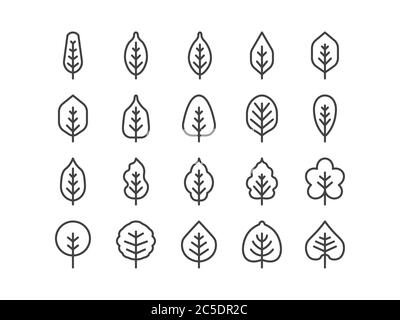 Spring Leaf Outline line Icon Set Spring Concept Minimal Style Illustration Vector EPS 10. Editable Stroke. Stock Vector