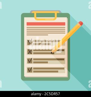 Clipboard with pen icon. Flat vector related icon with long shadow for web and mobile applications. Stock Vector