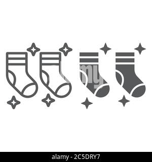 Clean socks line and glyph icon, laundry and wardrobe, tidy socks sign, vector graphics, a linear pattern on a white background. Stock Vector