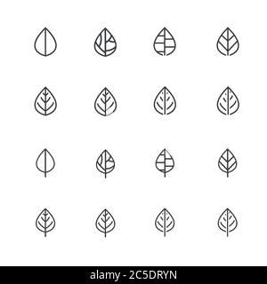Simple nature line icon vector set of leaf illustration. Stock Vector