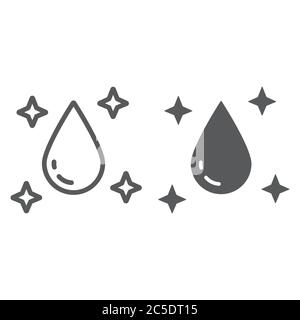 Purity line and glyph icon, laundry and clear, water drop sign, vector graphics, a linear pattern on a white background. Stock Vector