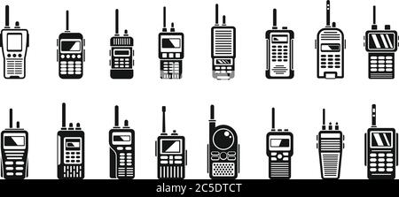 Radio walkie talkie icons set. Simple set of radio walkie talkie vector icons for web design on white background Stock Vector