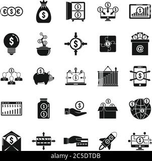 Crowdfunding platform community icons set. Simple set of crowdfunding platform community vector icons for web design on white background Stock Vector