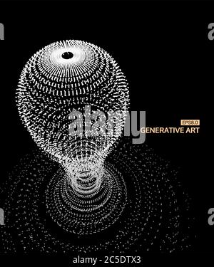 Array with dynamic particles. 3d technology style. Abstract background. Vector illustration. Stock Vector
