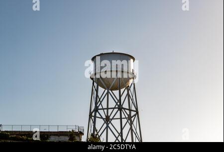 View of the water tower, Alcatraz Prison Stock Photo