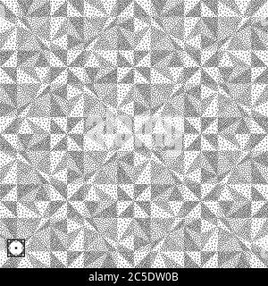 Geometric background. Black and white grainy design. Pointillism pattern. Stippled vector illustration. Stock Vector