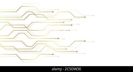 golden circuit board electronics digital technology banner vector ...