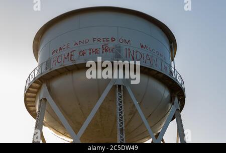 View of the water tower, Alcatraz Prison Stock Photo