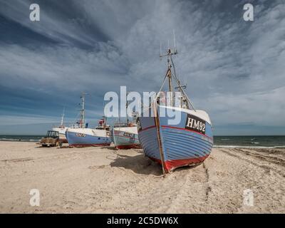 Coastal cutters at Thorup beach in the western part of Denmark Stock Photo