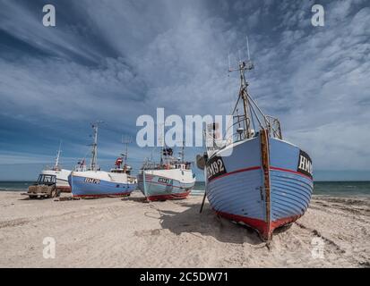 Coastal cutters at Thorup beach in the western part of Denmark Stock Photo