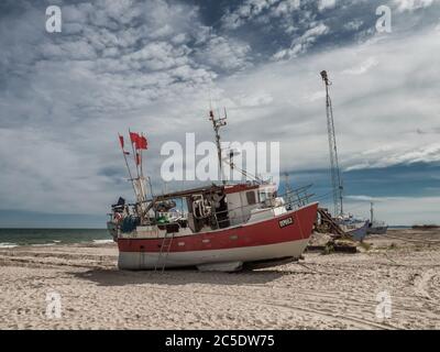 Coastal cutters at Thorup beach in the western part of Denmark Stock Photo