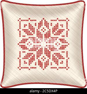 https://l450v.alamy.com/450v/2c5dx4p/vector-pillow-with-embroidered-pillowcase-traditional-scandinavian-ornament-for-christmas-bright-red-and-white-snowflakes-in-cross-stitch-pattern-2c5dx4p.jpg