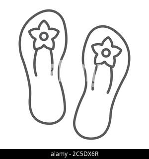 Sandals thin line icon, footwear and shoes, flip flops sign, vector graphics, a linear pattern on a white background. Stock Vector