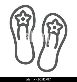Sandals line icon, footwear and shoes, flip flops sign, vector graphics, a linear pattern on a white background. Stock Vector