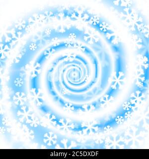 Light blue winter background - Snow blizzard swirl. Vector illustration. Two colored spiral wave - blue and white. Snowflakes spinning in blizzard vor Stock Vector