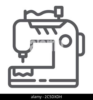 Sewing machine line icon, craft and sew, sewing equipment sign, vector graphics, a linear pattern on a white background. Stock Vector