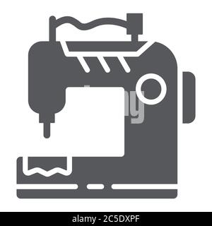 Sewing machine glyph icon, craft and sew, sewing equipment sign, vector graphics, a solid pattern on a white background. Stock Vector