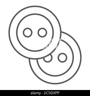 Sewing buttons thin line icon, accessory and sew, clothing button sign, vector graphics, a linear pattern on a white background. Stock Vector